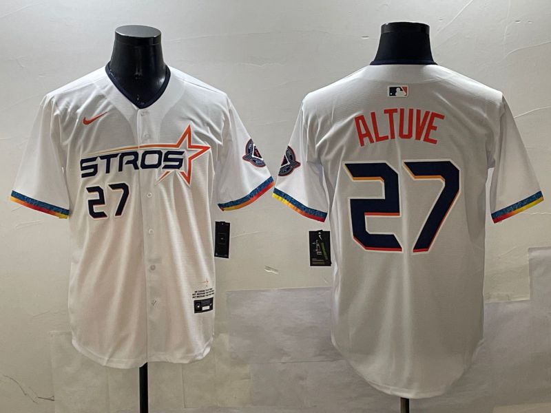 Men Houston Astros #27 Altuve White Fourth generation Joint Name 2025 Nike MLB Jersey style 3->houston astros->MLB Jersey